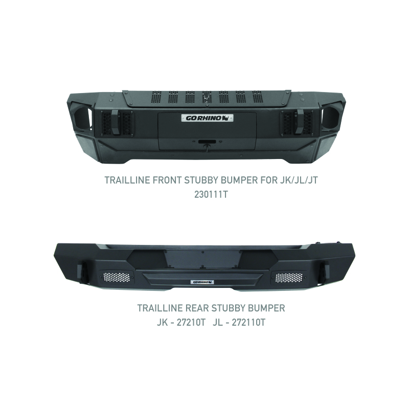 Jeep Wrangler Bumper - Front - Go Rhino - Trallenge, Stubby, Winch Ready - Black - `07-`20